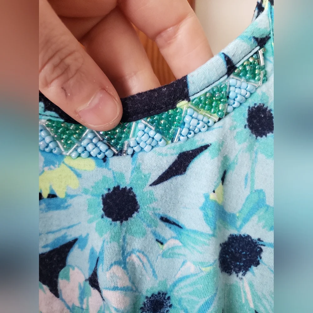 Floral Blue Teal Navy Kids Teired Layered Swing Flowy Tank Top 7 Justice